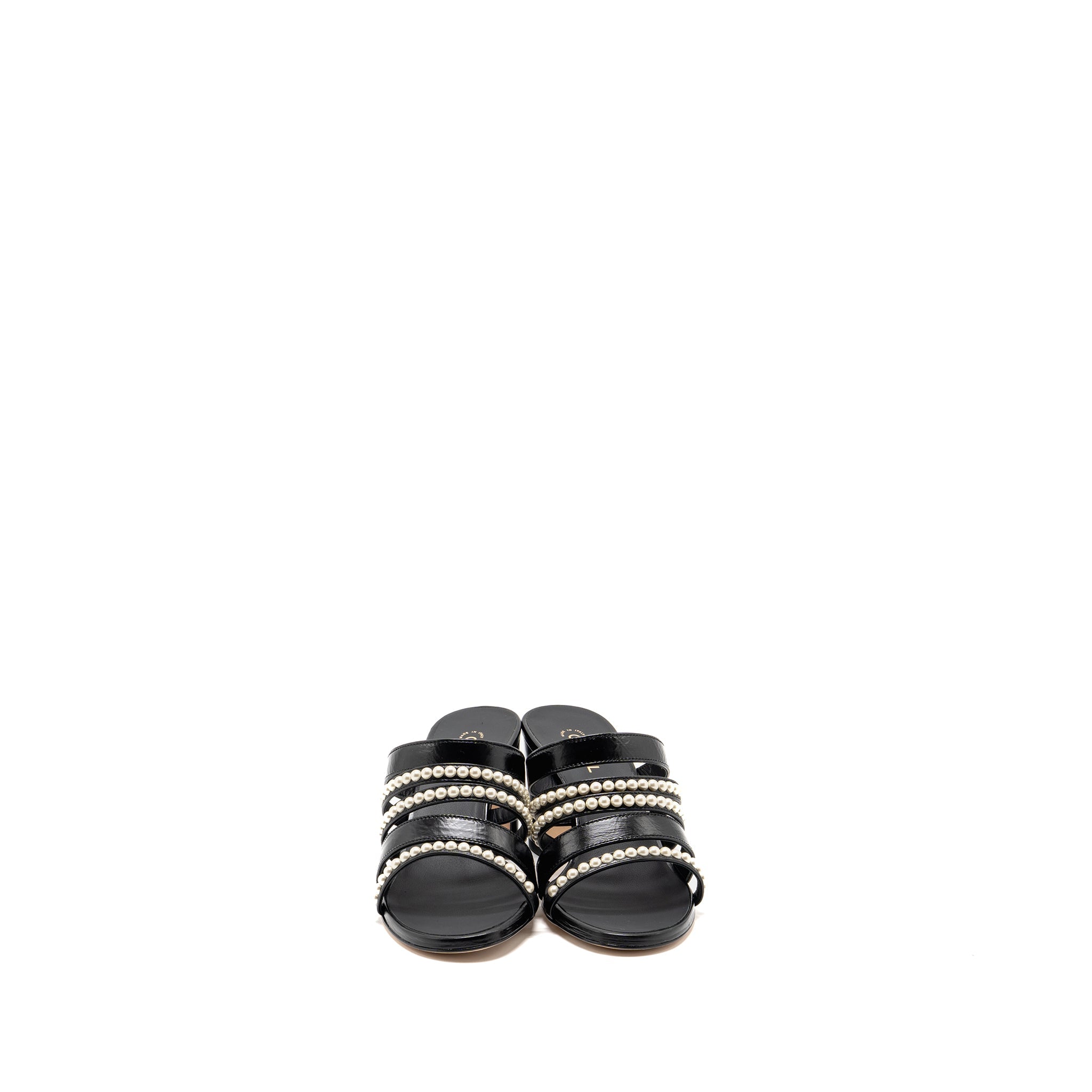 chanel-size-37-leather-pearl-sandals-black