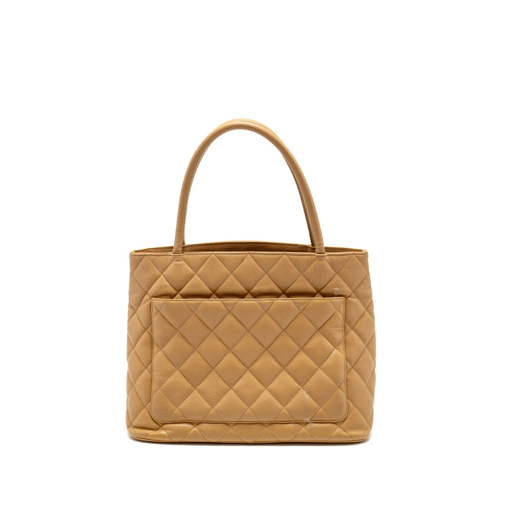 chanel-vintage-medallion-tote-bag-caviar-beige-shw