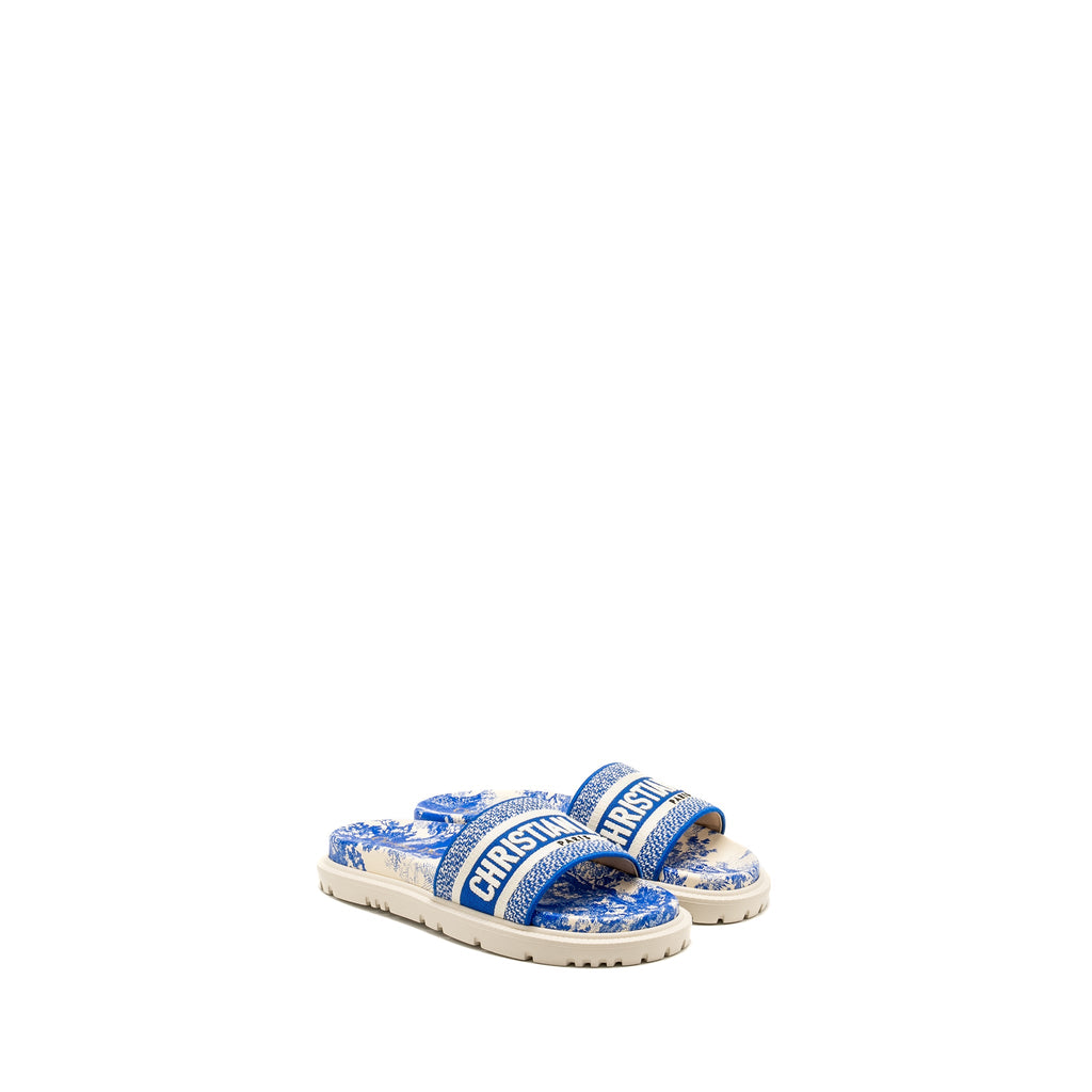 dior-size-37-5-sandals-embroidered-cotton-rubber-blue