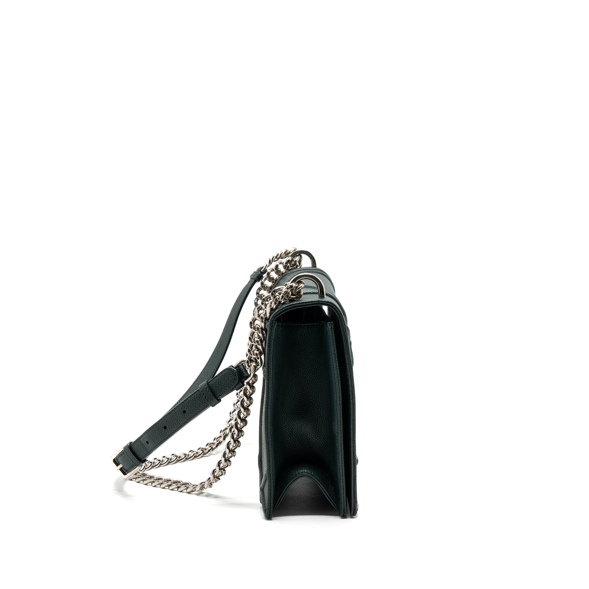 dior-large-diorama-bag-grained-calfskin-dark-green-shw