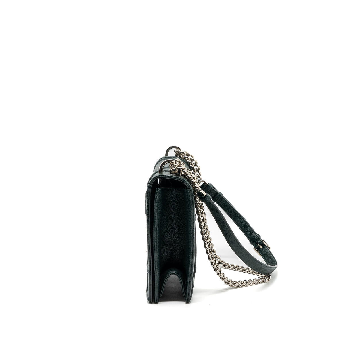 dior-large-diorama-bag-grained-calfskin-dark-green-shw