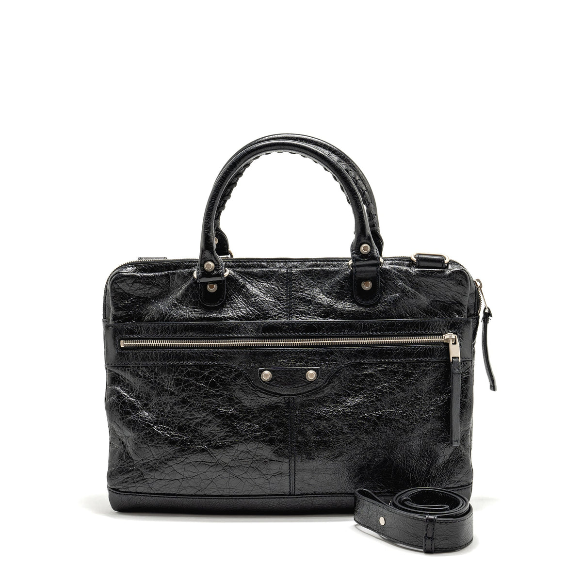 balenciaga-briefcase-leather-black-shw