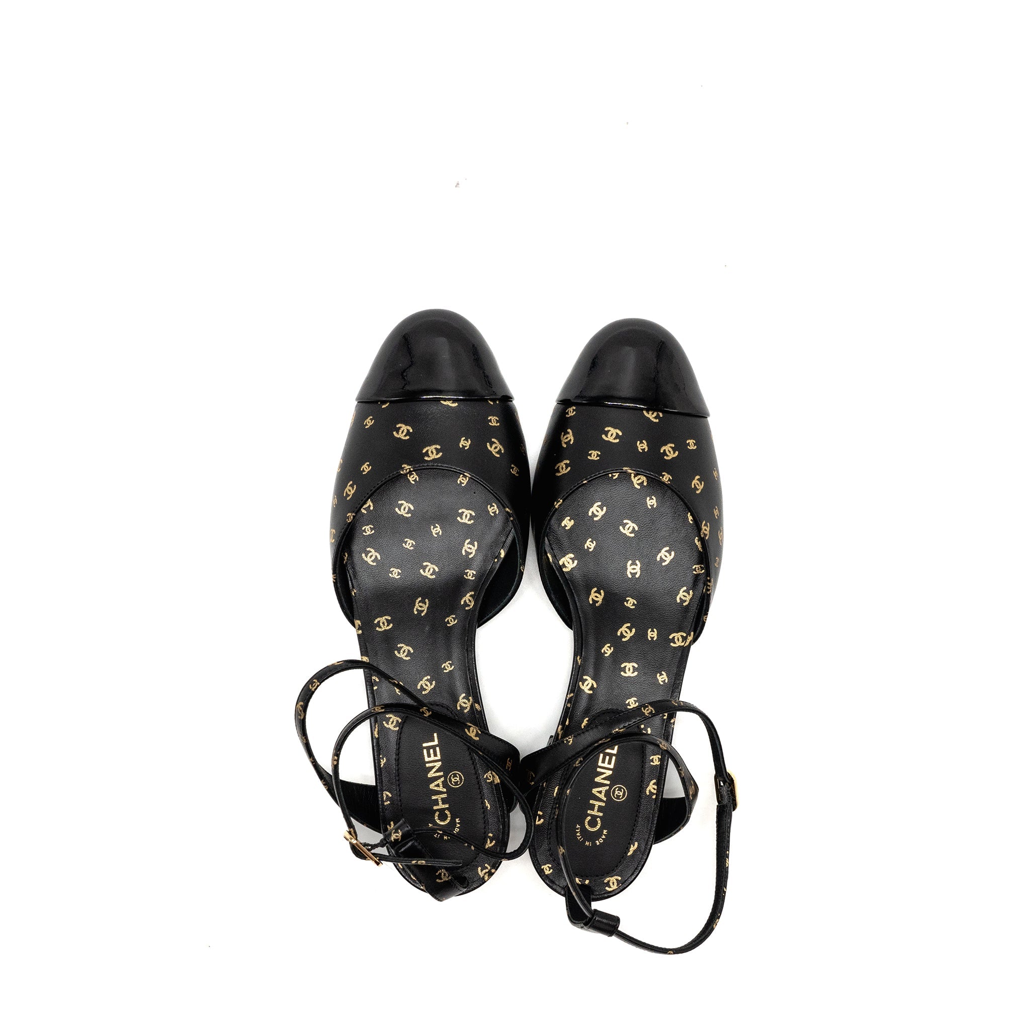 chanel-size-37-cc-logo-print-slingbacks-lambskin-patent-calfskin-black-gold-ghw