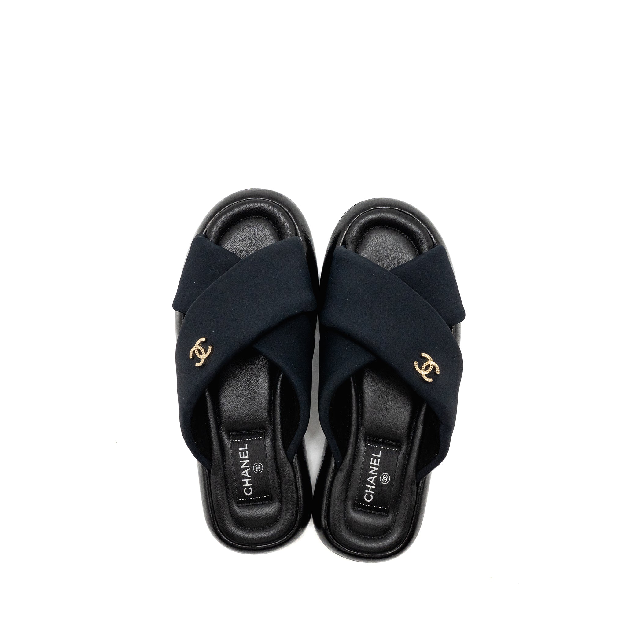 chanel-size-38-cc-puffy-mule-sandals-fabric-leather-black-ghw-copy-1