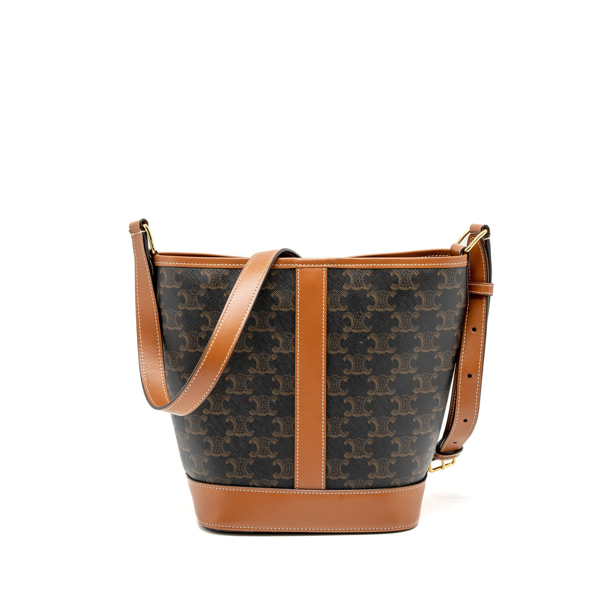celine-small-bucket-bag-triomphe-canvas-calfskin-tan-ghw