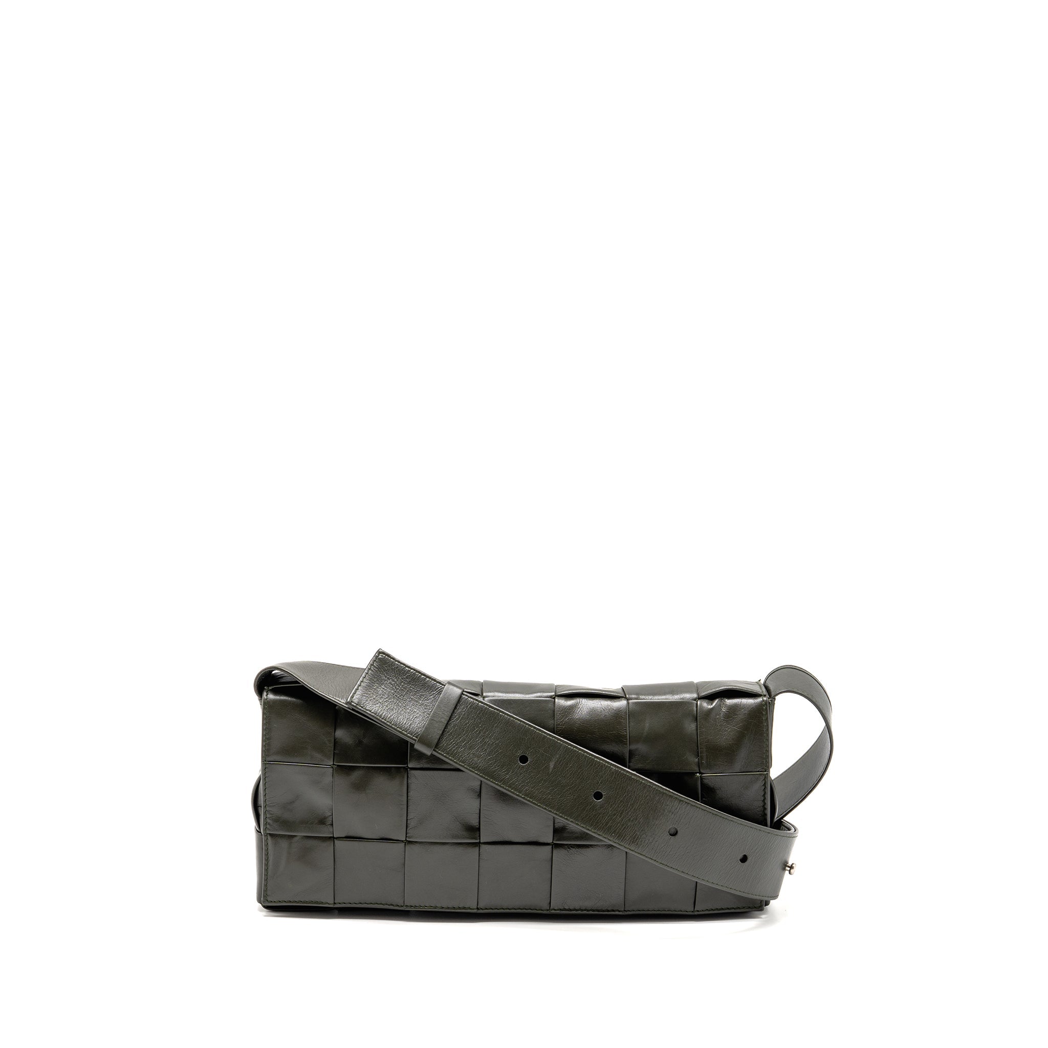 bottega-veneta-cassette-crossbody-bag-lambskin-dark-green-ruthenium-shw