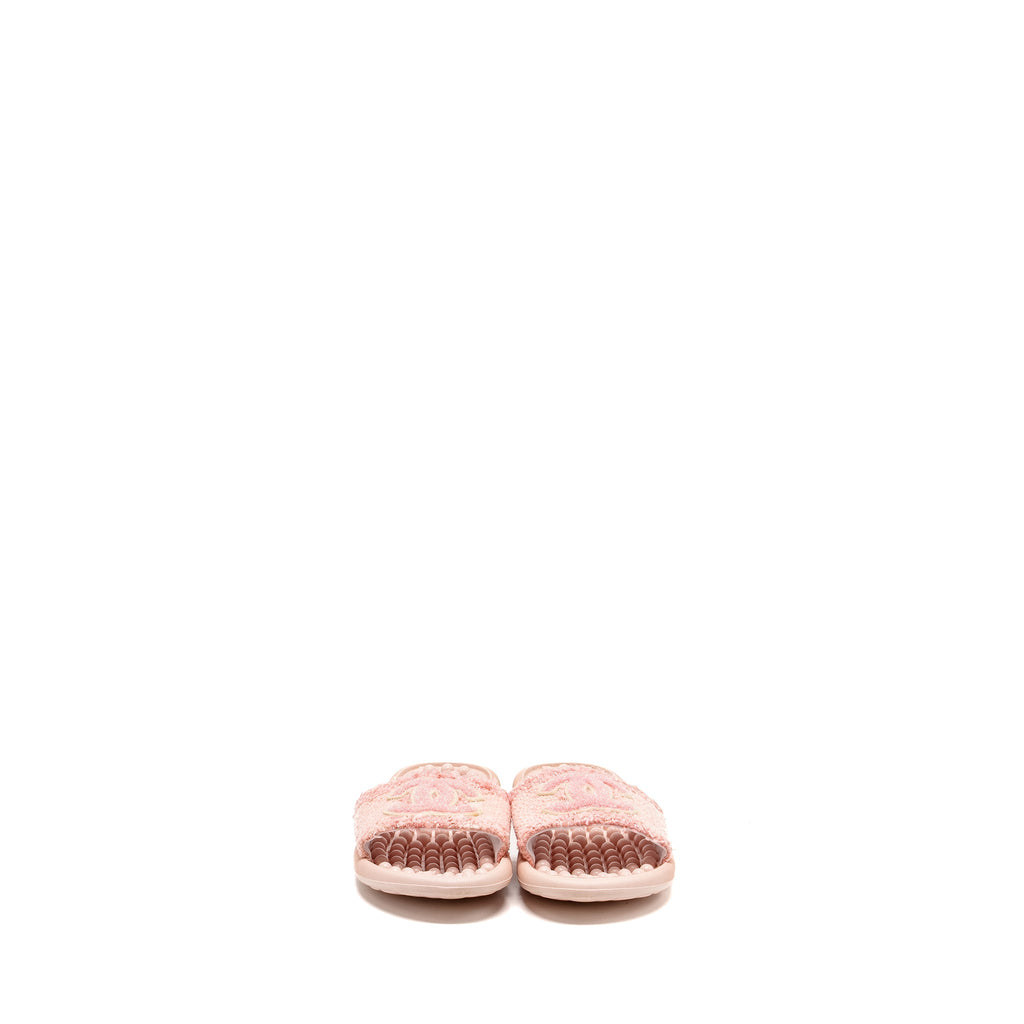 chanel-size-38-tweed-pool-beach-slides-sandals-pink