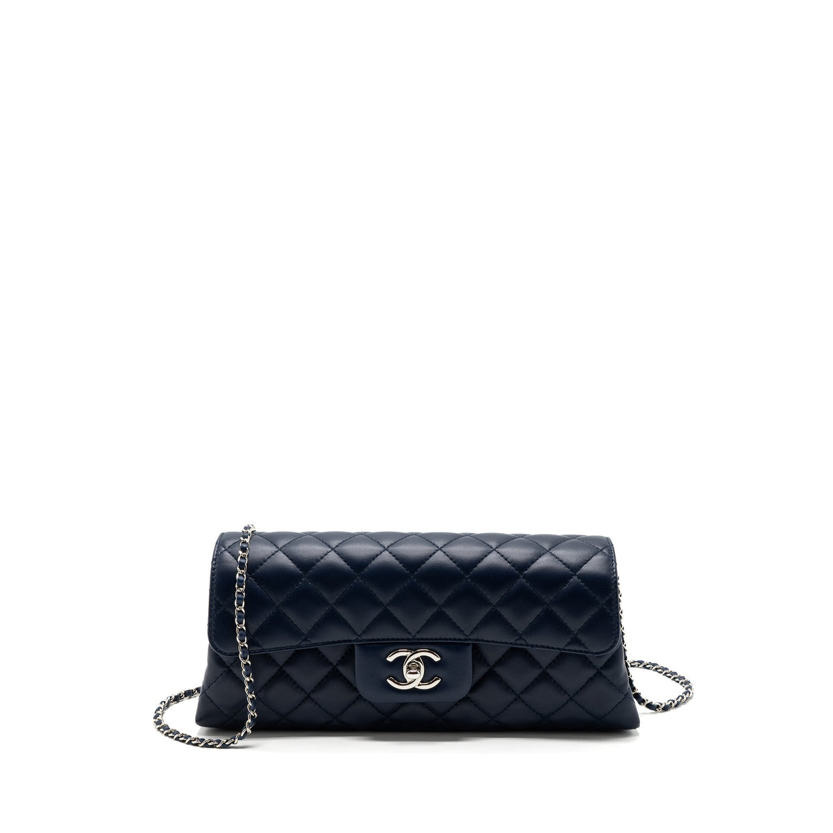 chanel-quilted-long-flap-bag-calfskin-dark-blue-shw