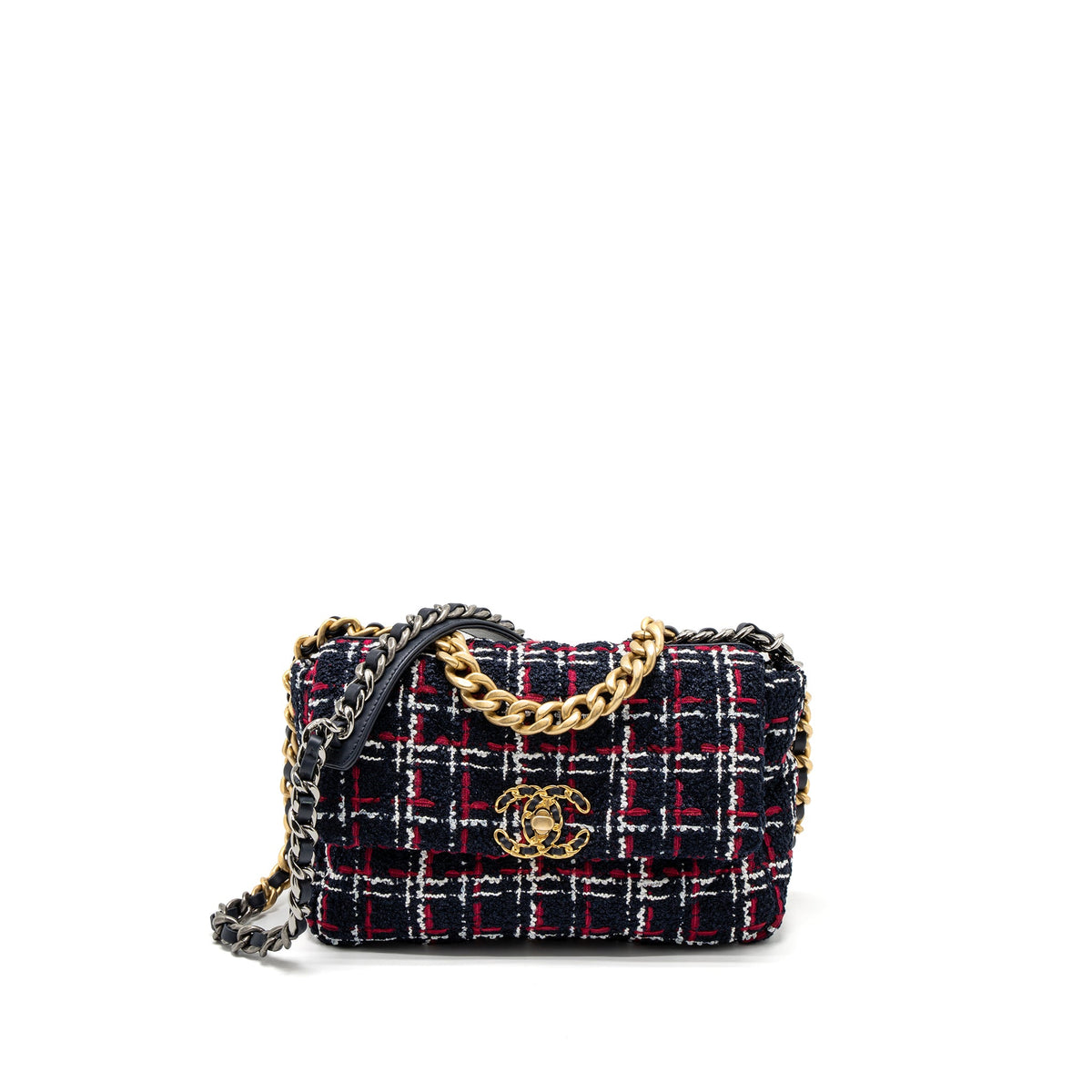 chanel-small-19-bag-tweed-black-red-white-multicolour-hardware
