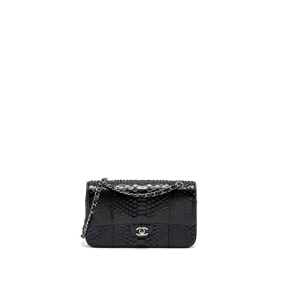 chanel-medium-classic-double-flap-bag-python-leather-black-shw