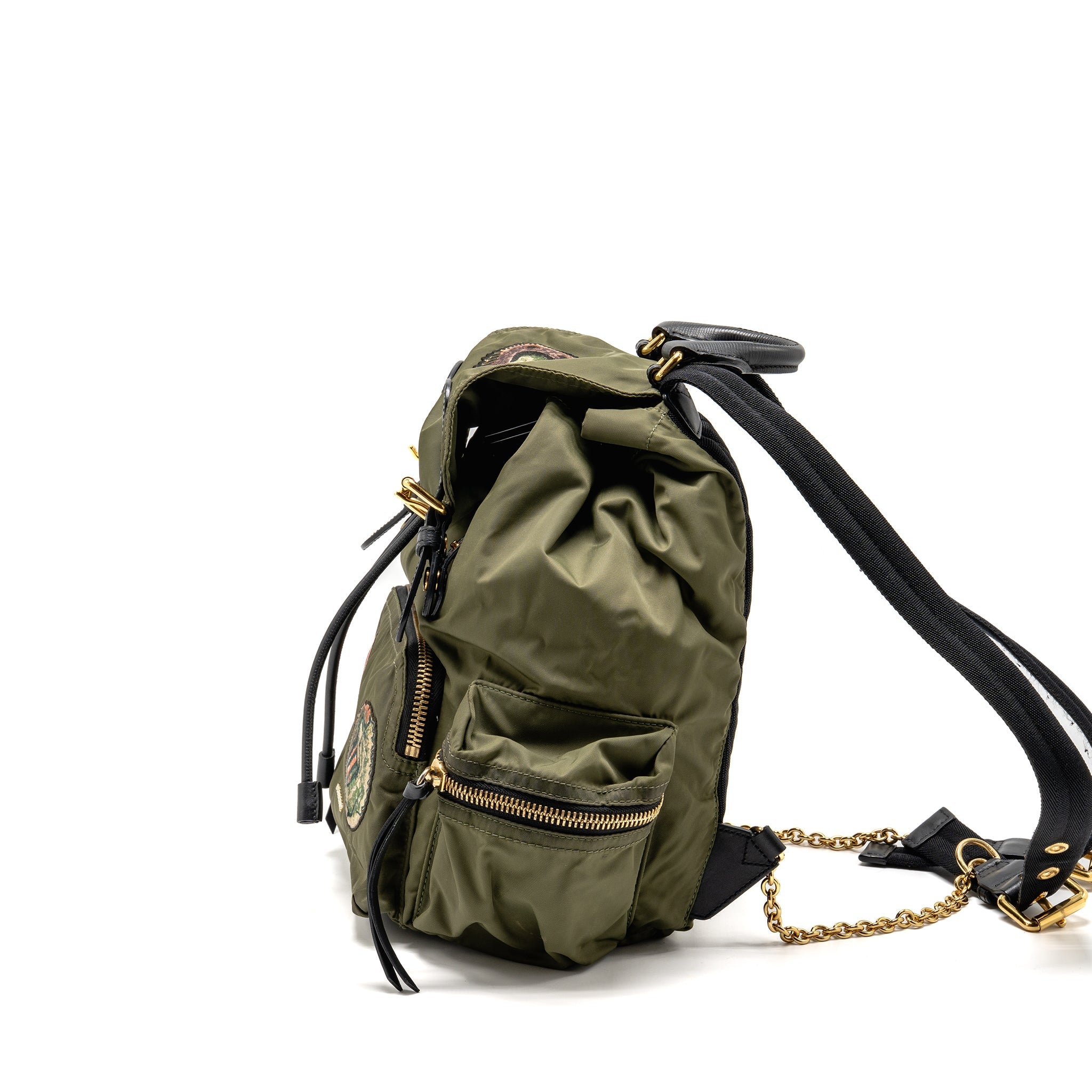 burberry-patches-rucksack-medium-backpack-nylon-dark-green-ghw-copy