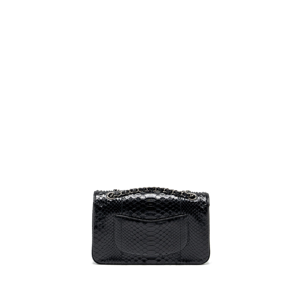chanel-medium-classic-double-flap-bag-python-leather-black-shw