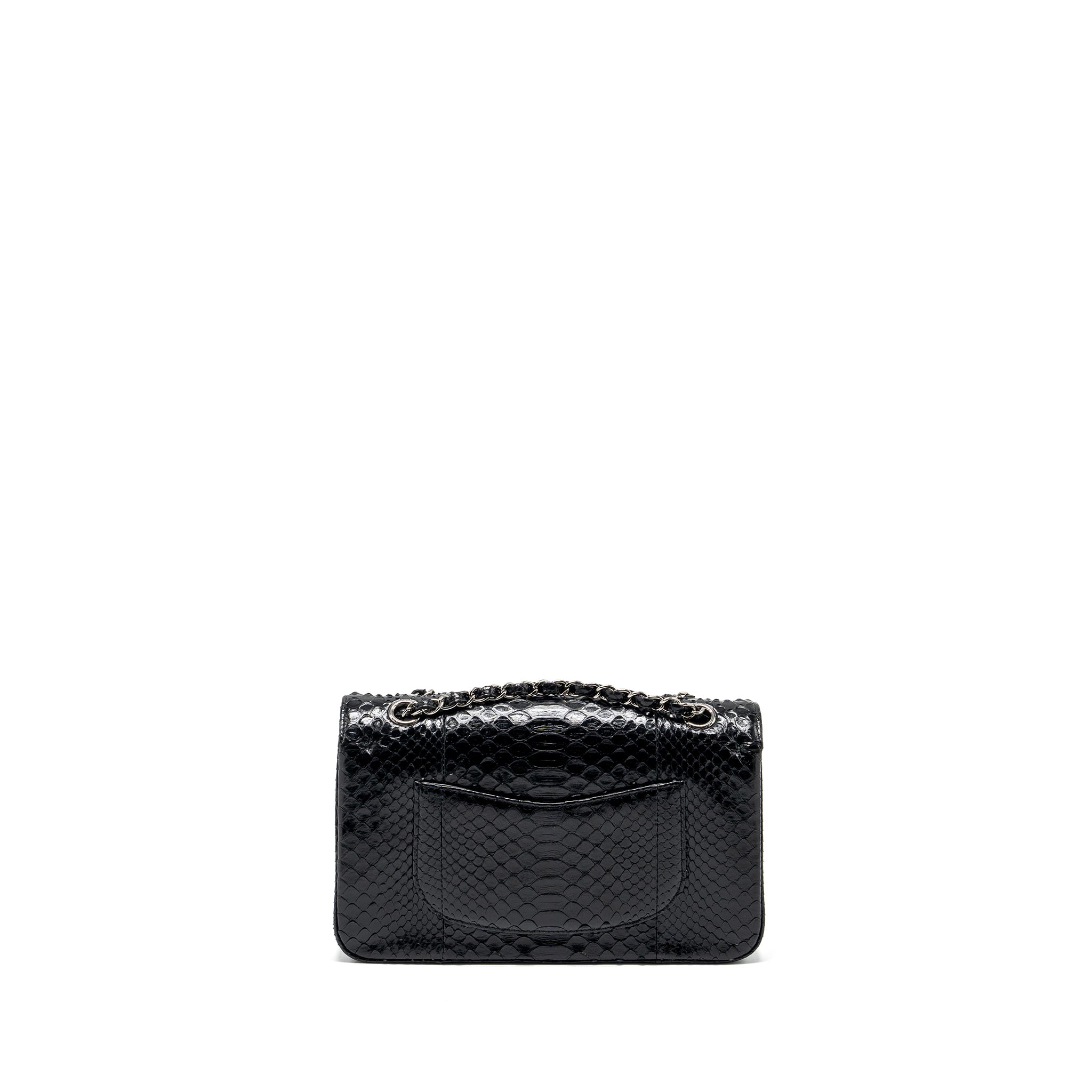 chanel-medium-classic-double-flap-bag-python-leather-black-shw