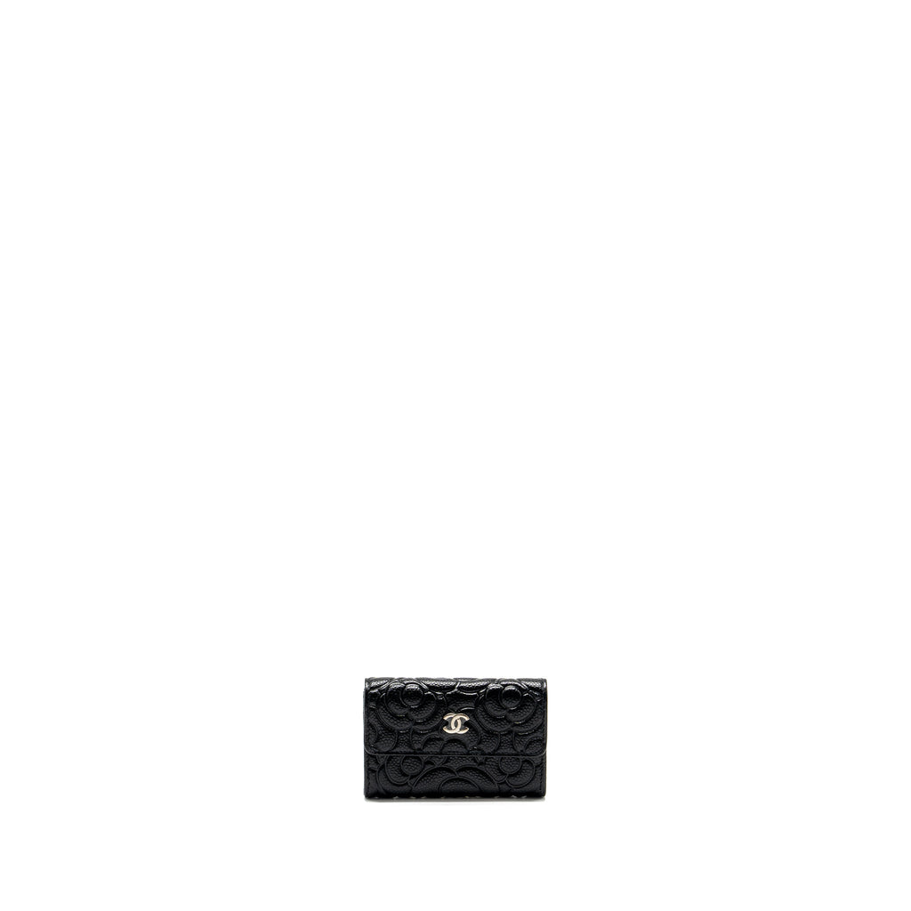 chanel-camellia-embossed-card-holder-caviar-black-shw