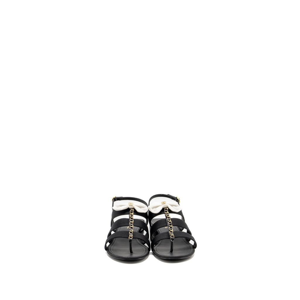 chanel-size-39-21k-grosgrain-chain-cc-logo-with-white-bow-sandals-black-lghw-copy-1