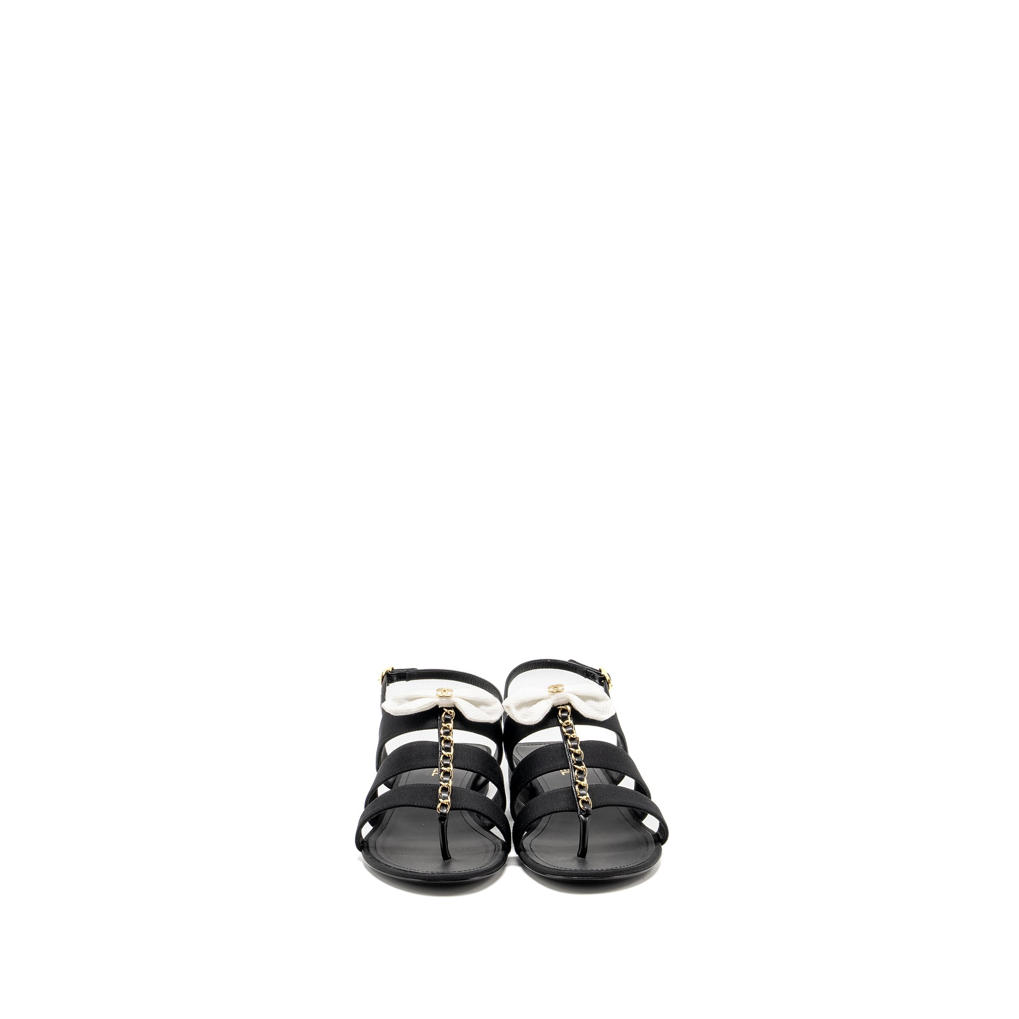 chanel-size-39-21k-grosgrain-chain-cc-logo-with-white-bow-sandals-black-lghw-copy-1