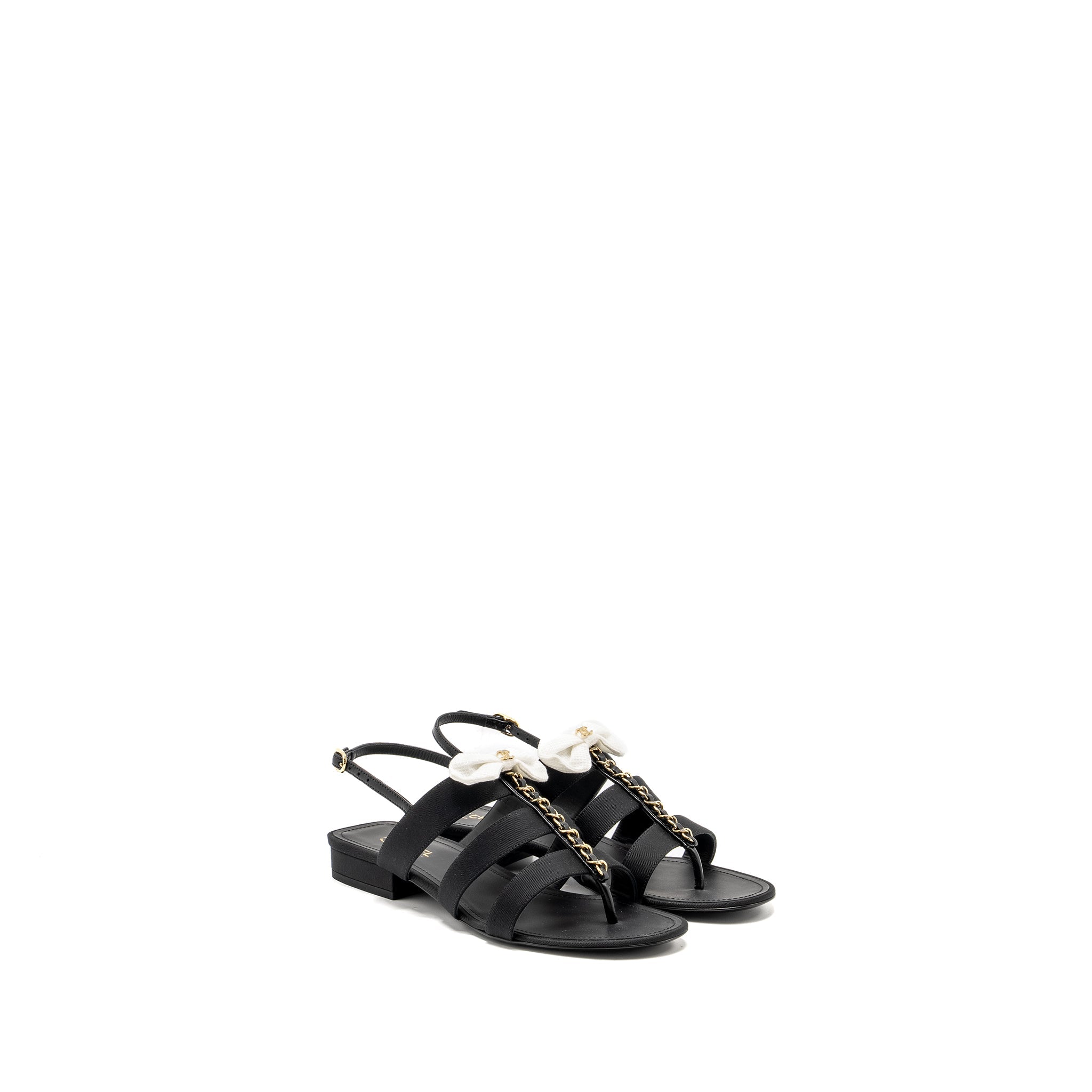 chanel-size-39-21k-grosgrain-chain-cc-logo-with-white-bow-sandals-black-lghw-copy-1