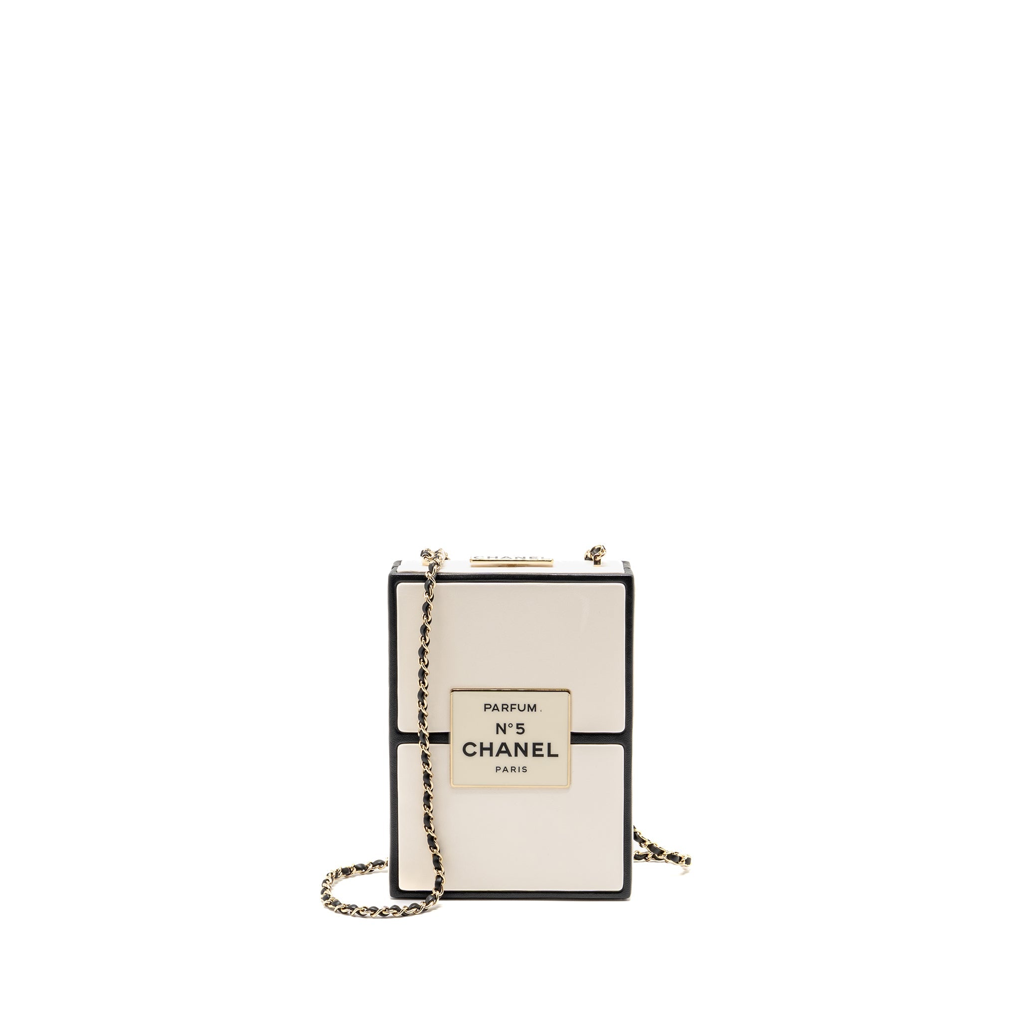 chanel-n-5-perfume-box-minaudiere-clutch-limited-edition-lambskin-enamel-white-black-ghw