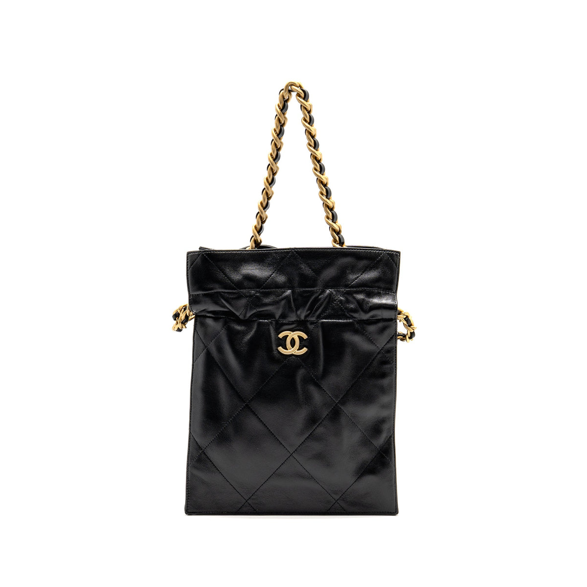 chanel-small-drawstring-tote-bag-with-chain-shiny-lambskin-black-ghw-copy