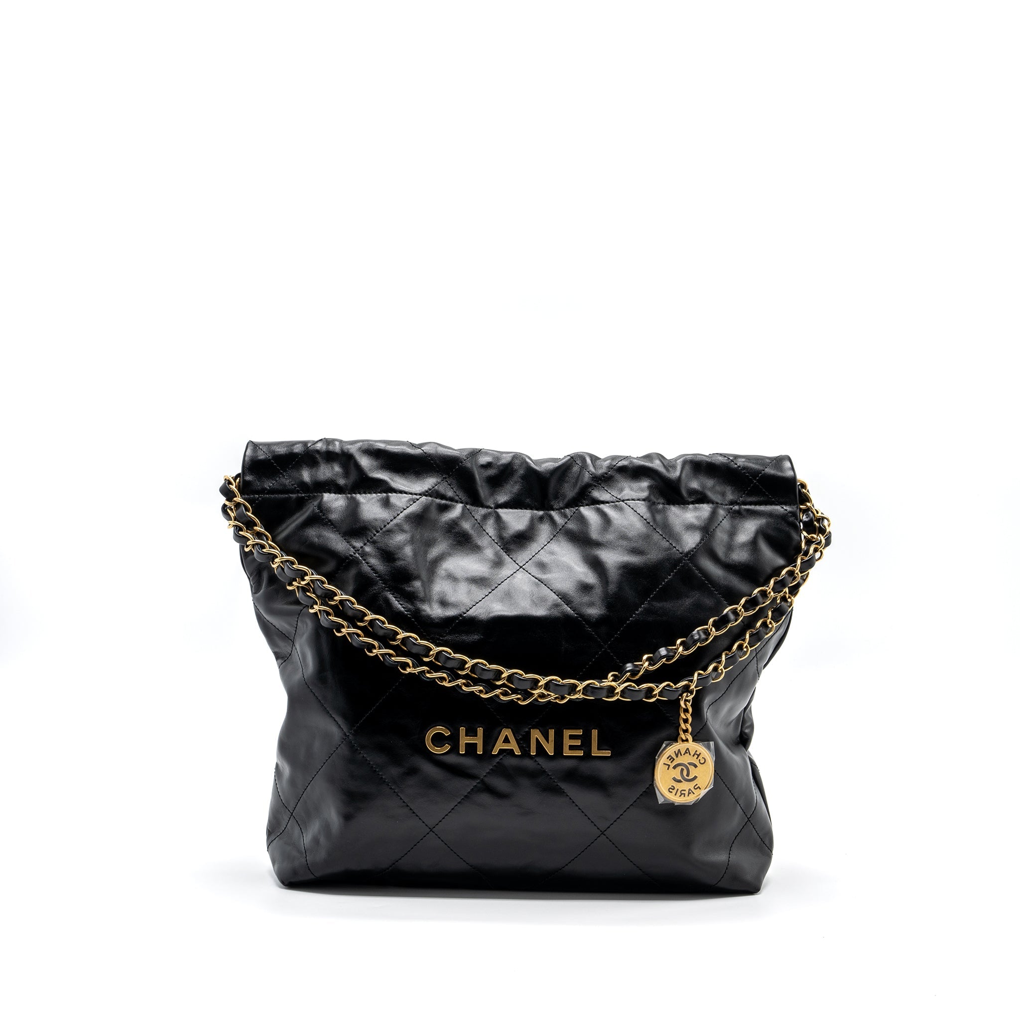 chanel-small-22-bag-gold-letter-shiny-calfskin-black-brushed-ghwmicrochip