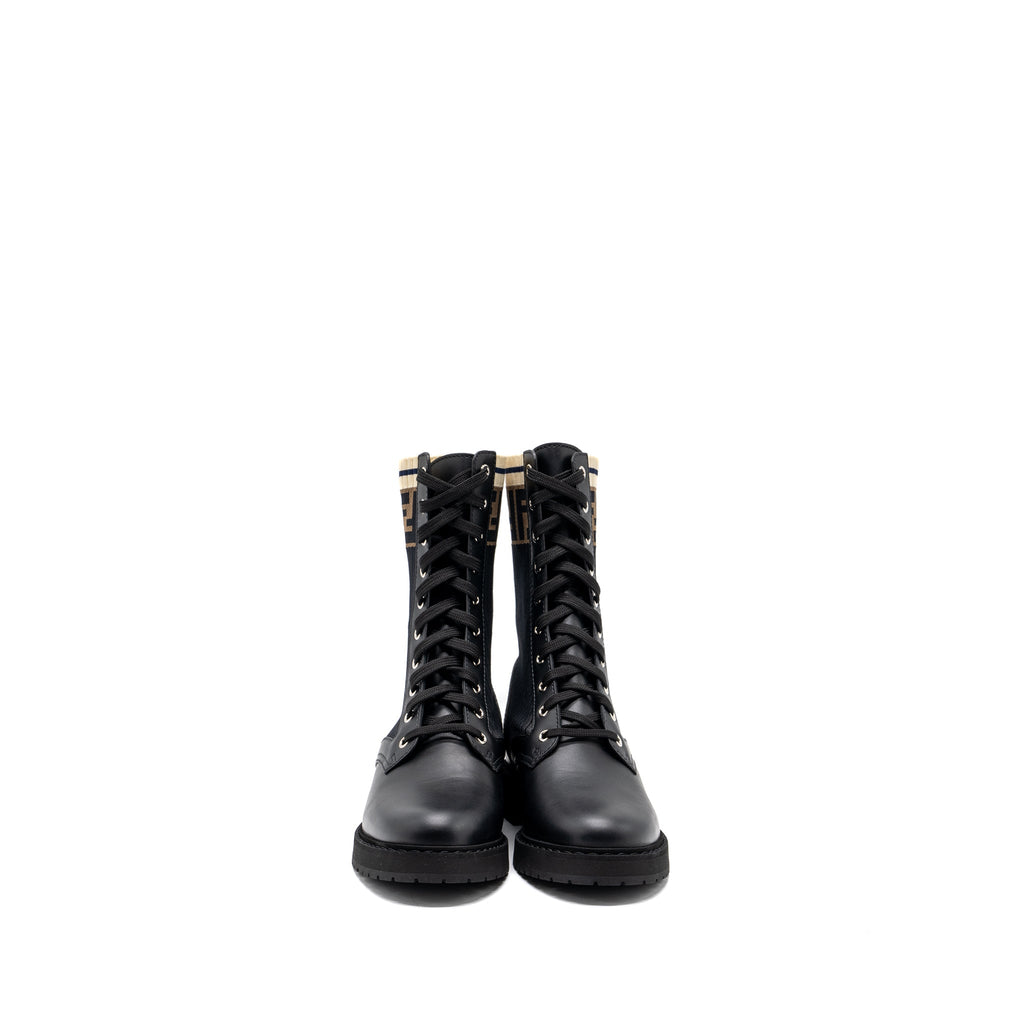 fendi-size-39-biker-boots-leather-cotton-black-multicolour