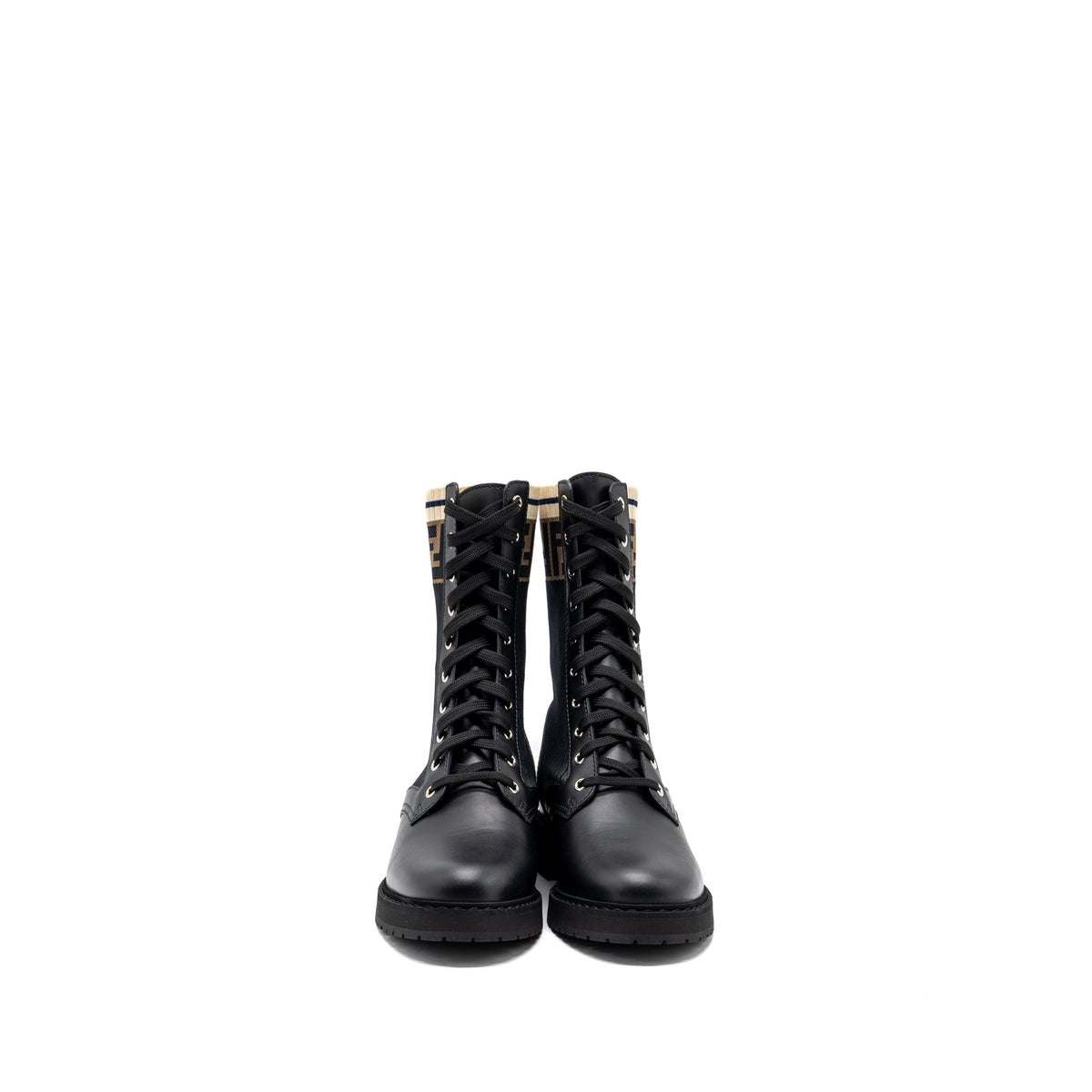 fendi-size-39-biker-boots-leather-cotton-black-multicolour
