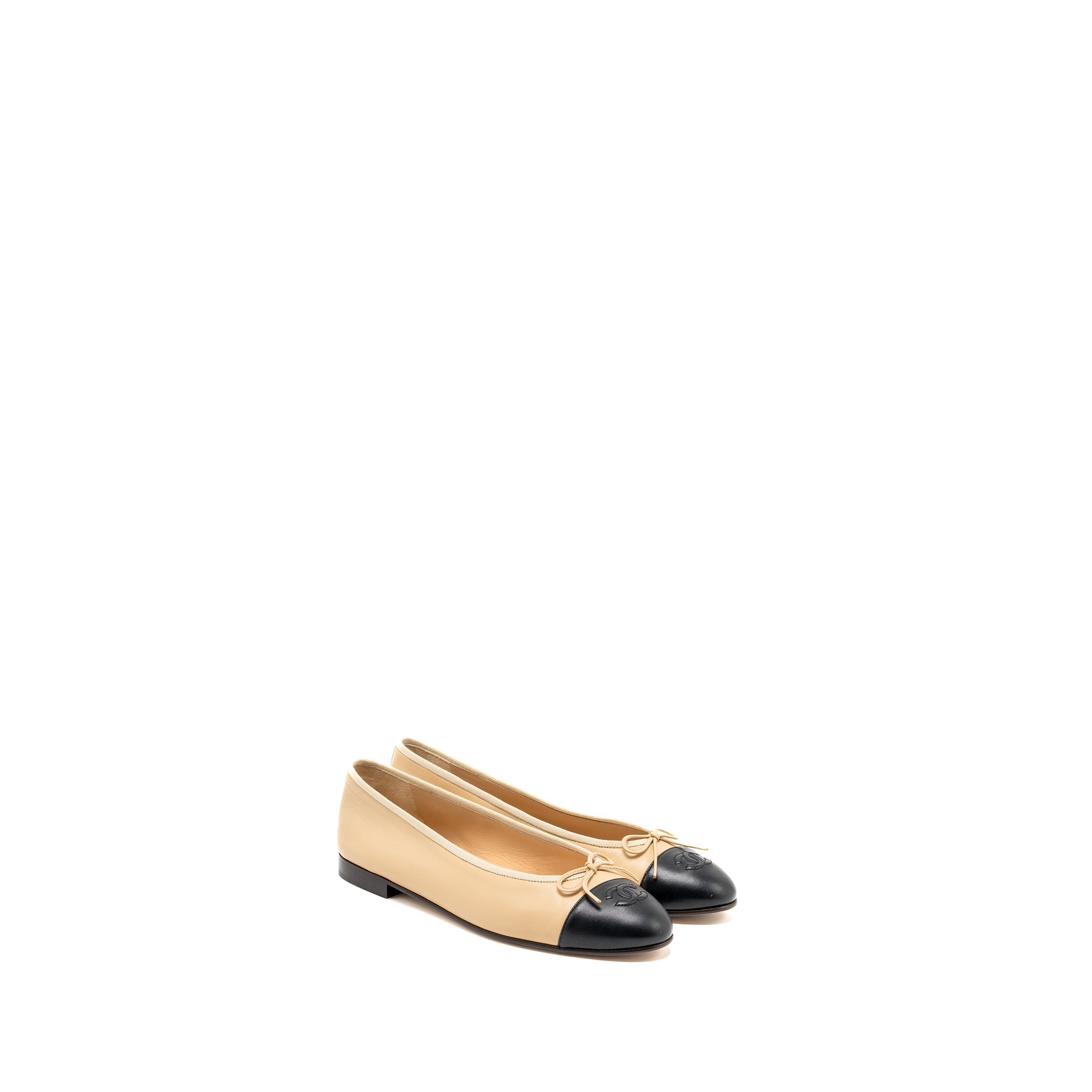 chanel-size-41-5-ballerina-flat-shoes-lambskin-beige-black