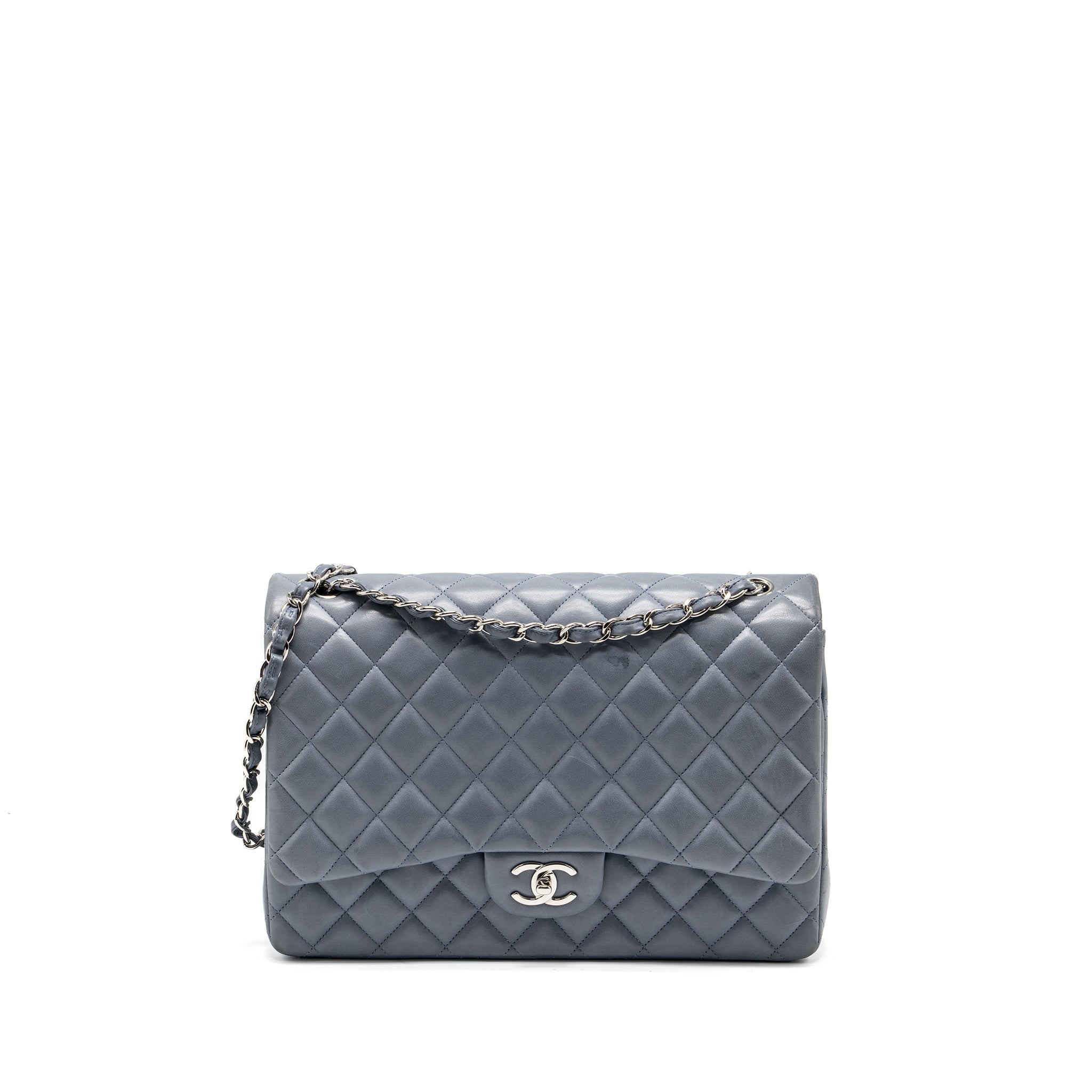 chanel-maxi-classic-double-flap-bag-lambskin-grey-shw