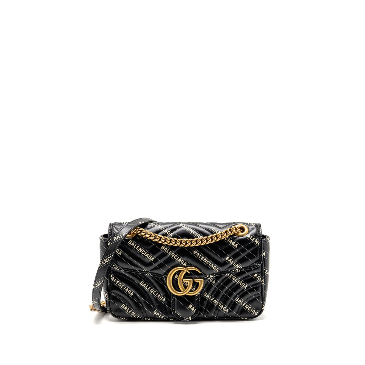 gucci-x-balenciaga-the-hacker-project-small-gg-marmont-bag-chevron-leather-black-white-ghw-copy