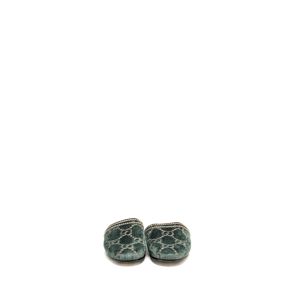 gucci-size-36-5-slippers-with-crystal-velvet-green-multicolour-copy