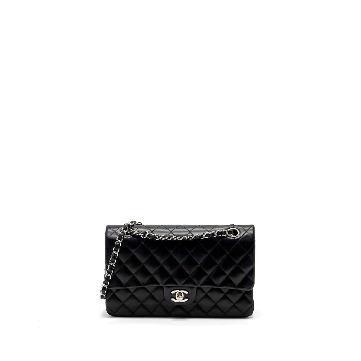 chanel-medium-classic-double-flap-bag-lambskin-black-shw-copy