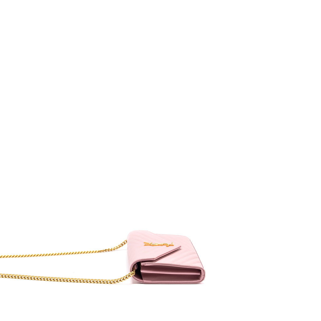 saint-laurent-ysl-cassandre-matelasse-wallet-on-chain-grained-calfskin-pink-ghw