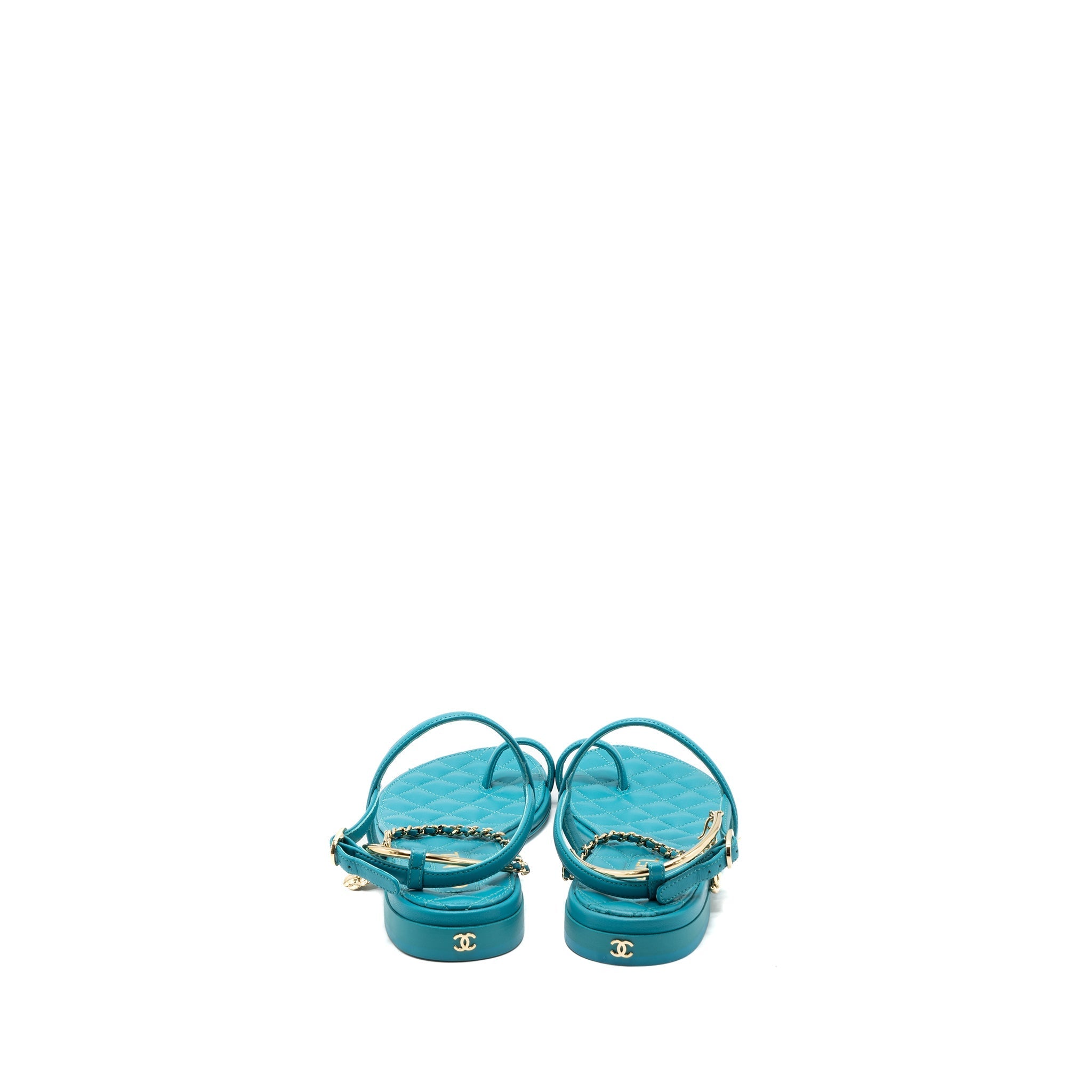 copy-of-chanel-size-38-sandals-leather-green-lghw