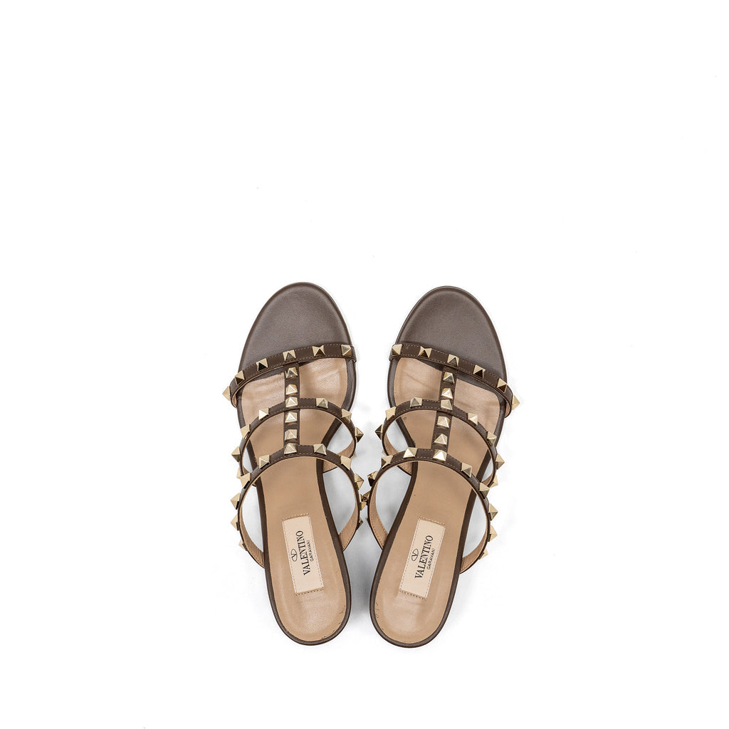 valentino-size-38-5-garavani-rockstud-slide-sandals-calfskin-brown
