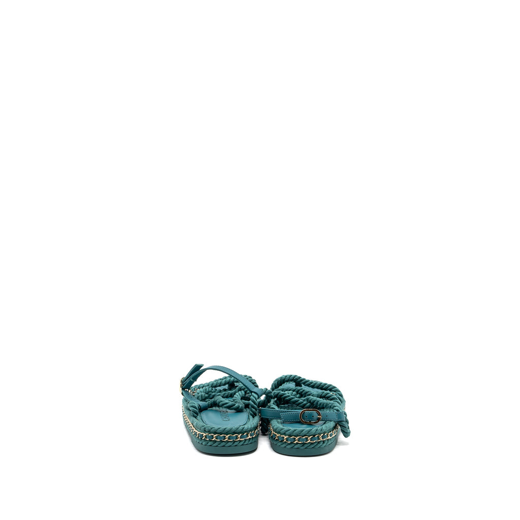 chanel-size-38-21c-sandals-cord-green-lghw
