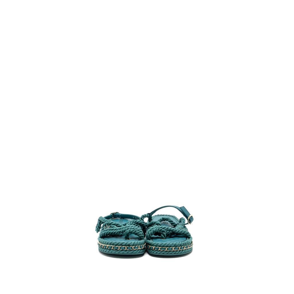 chanel-size-38-21c-sandals-cord-green-lghw