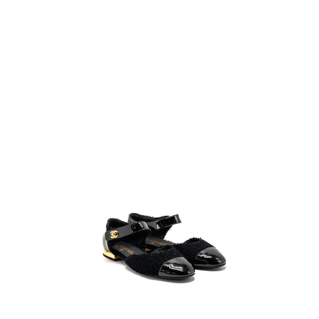 chanel-size-39-21k-cc-logo-ballerinas-tweed-patent-calfskin-black-ghw