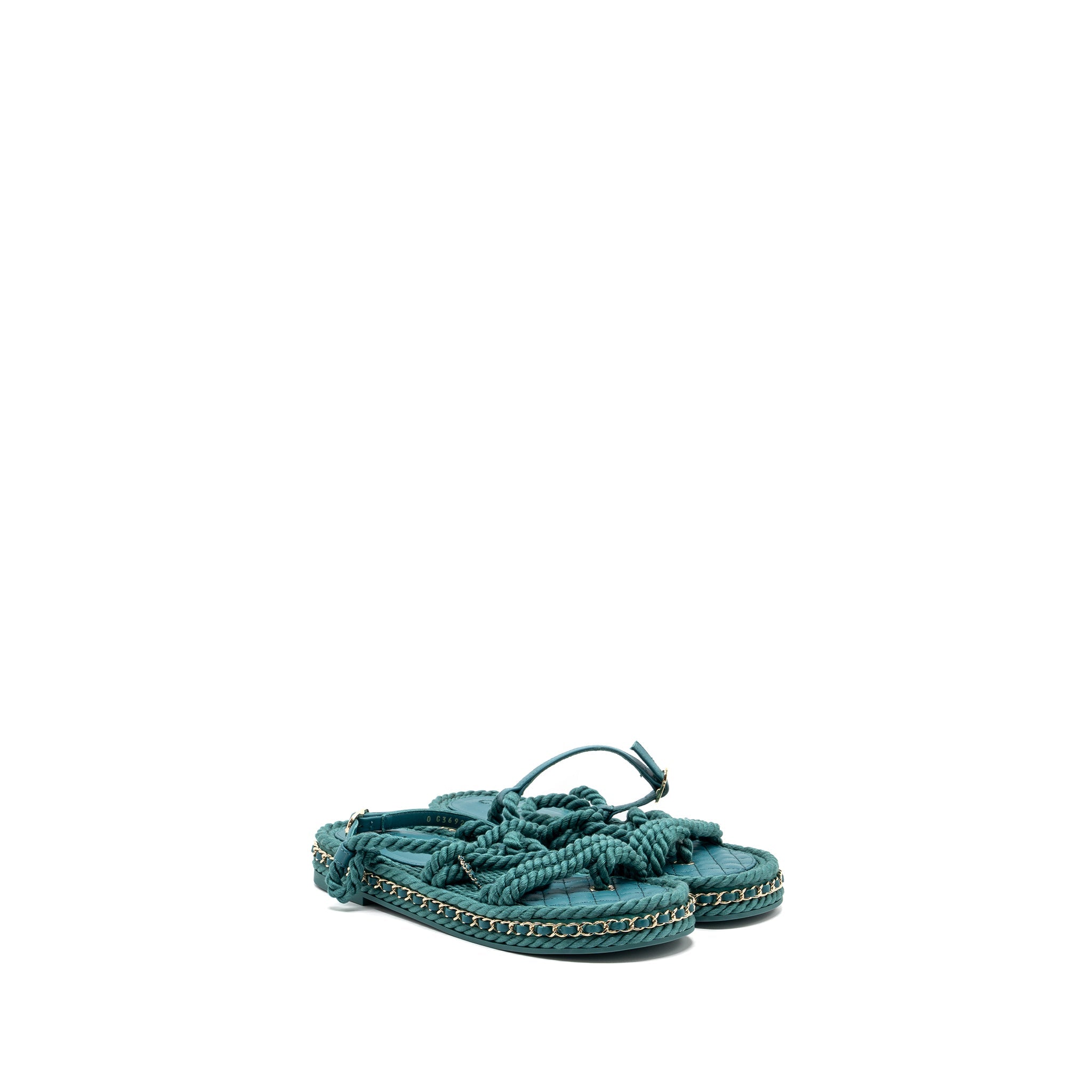 chanel-size-38-21c-sandals-cord-green-lghw