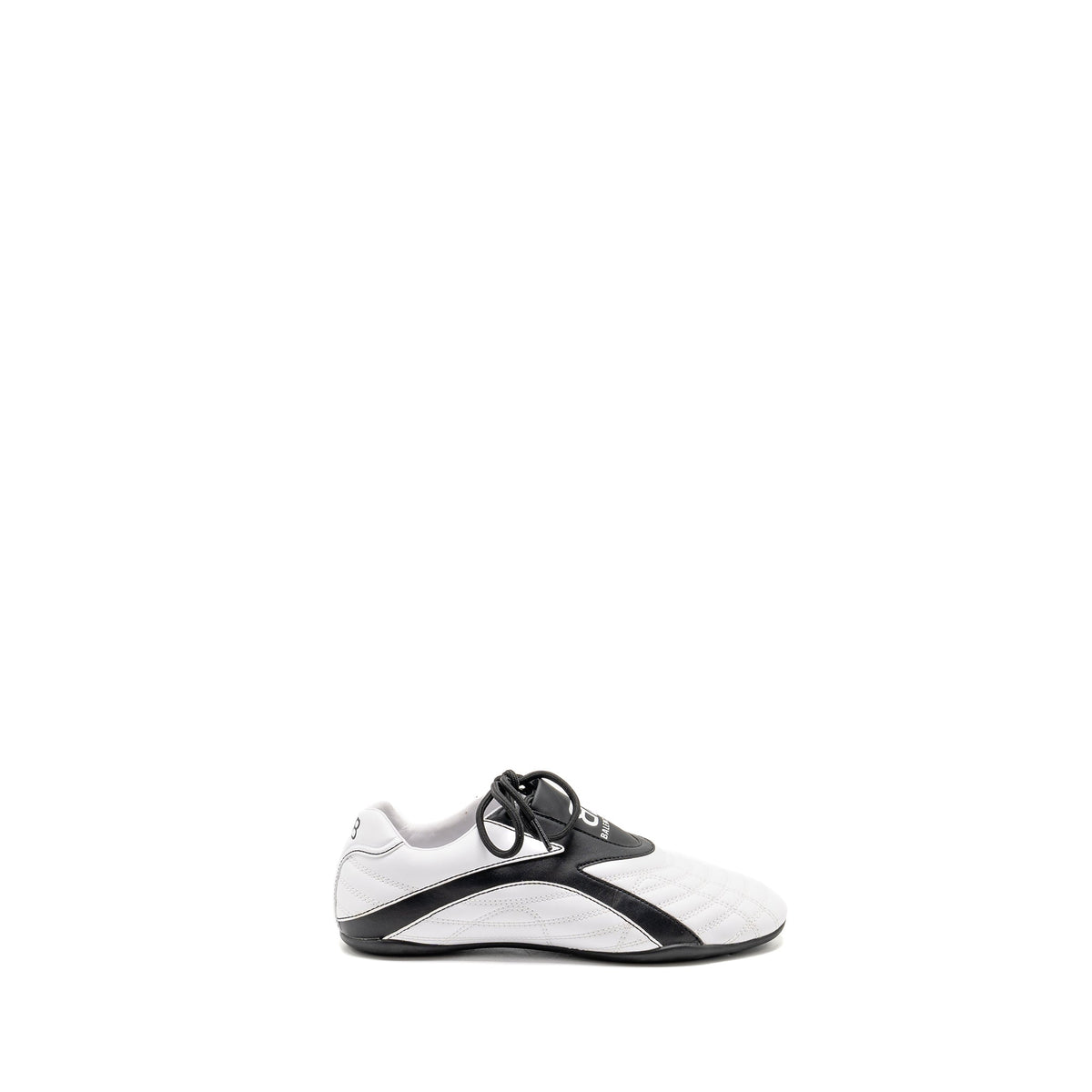 balenciaga-size-36-zen-logo-print-low-top-sneakers-faux-leather-white-black