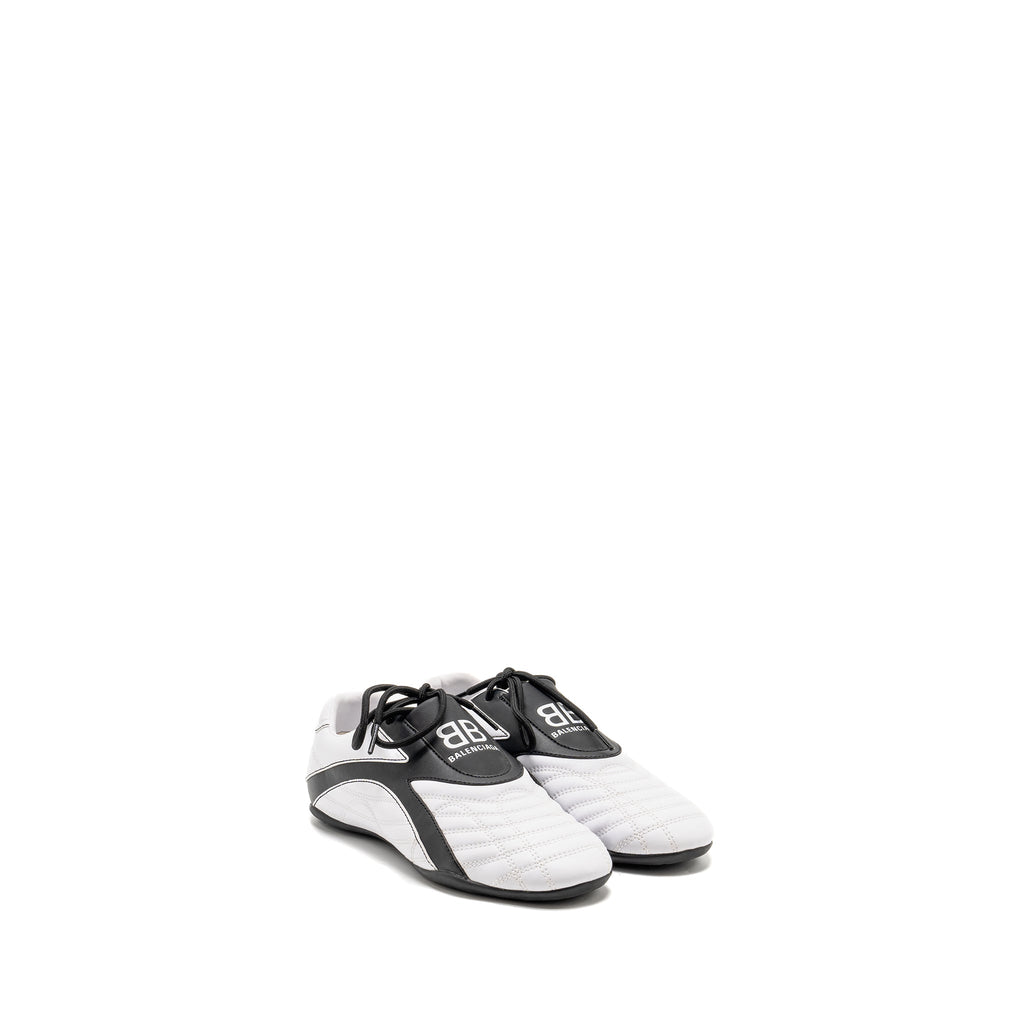 balenciaga-size-36-zen-logo-print-low-top-sneakers-faux-leather-white-black
