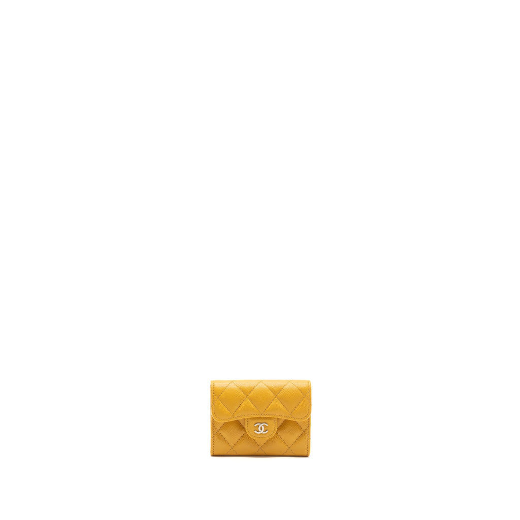 chanel-classic-flap-card-holder-caviar-yellow-lghw-mircochip