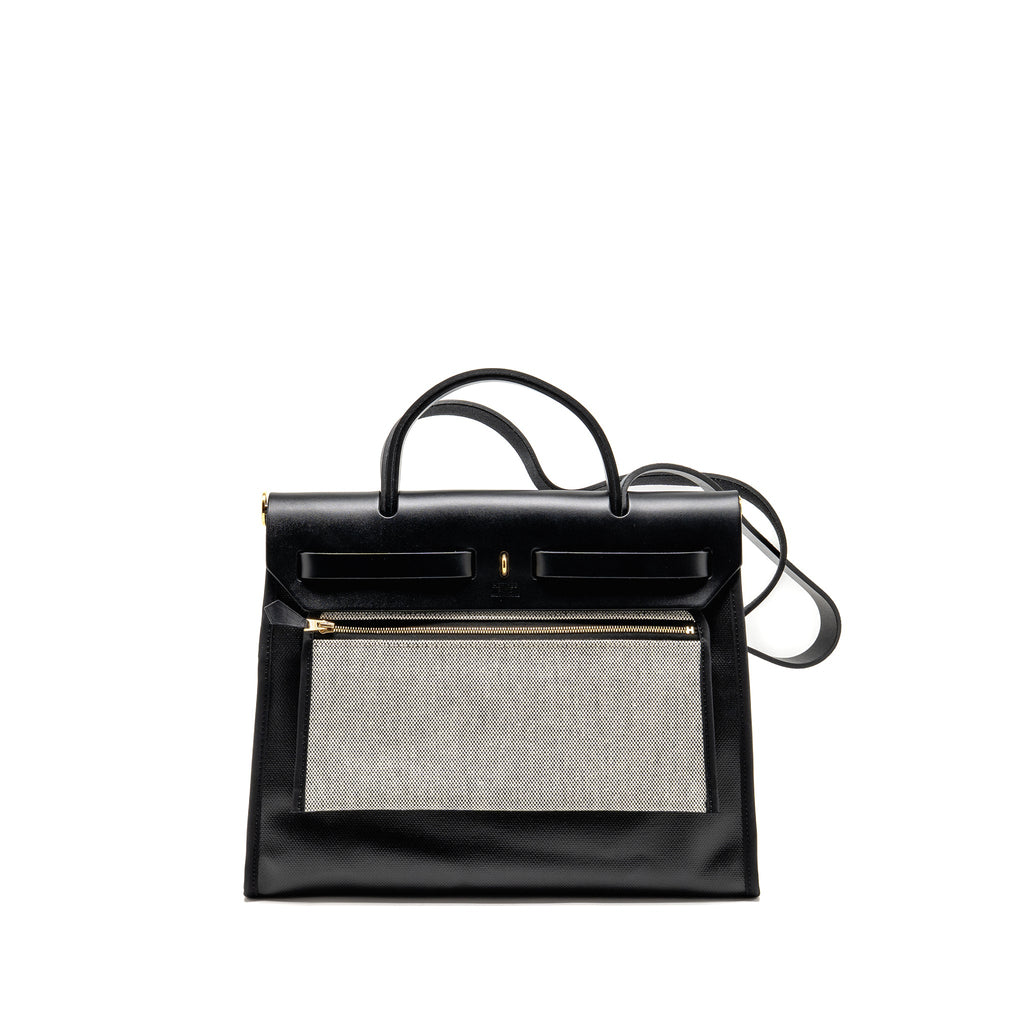 hermes-herbag-31-zip-bag-berline-canvas-hunter-leather-black-ecru-black-ghw-stamp-b