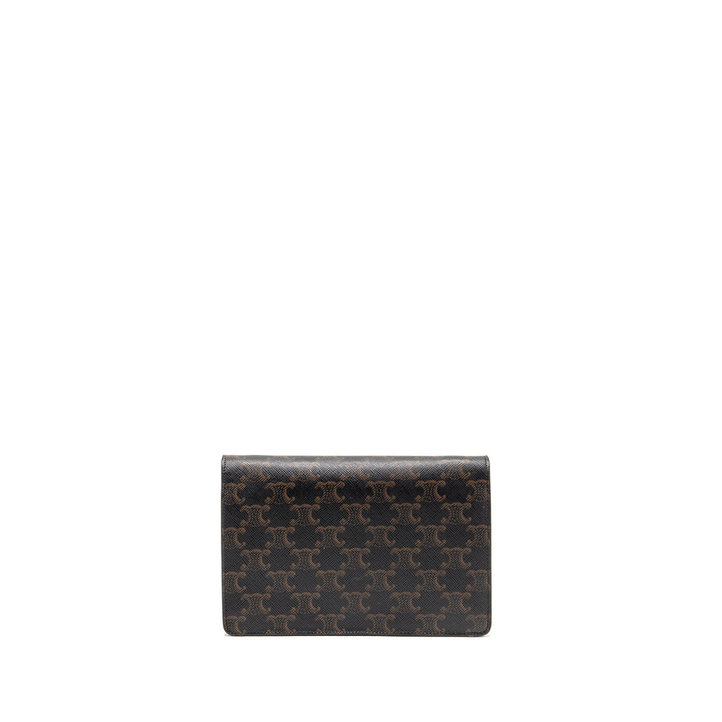 celine-wallet-on-strap-triomphe-canvas-smooth-lambskin-tan-ghw-7
