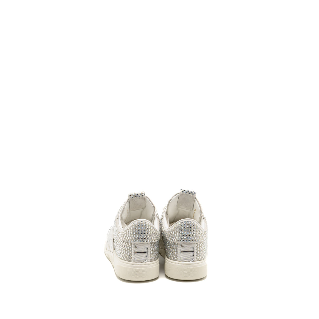 valentino-size-37-5-vltn-crystal-embellished-sneaker-calfskin-white-silver