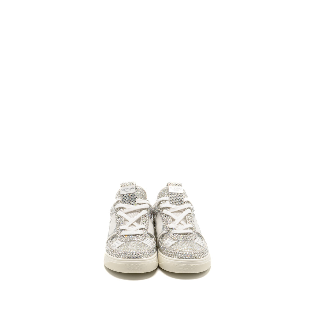 valentino-size-37-5-vltn-crystal-embellished-sneaker-calfskin-white-silver