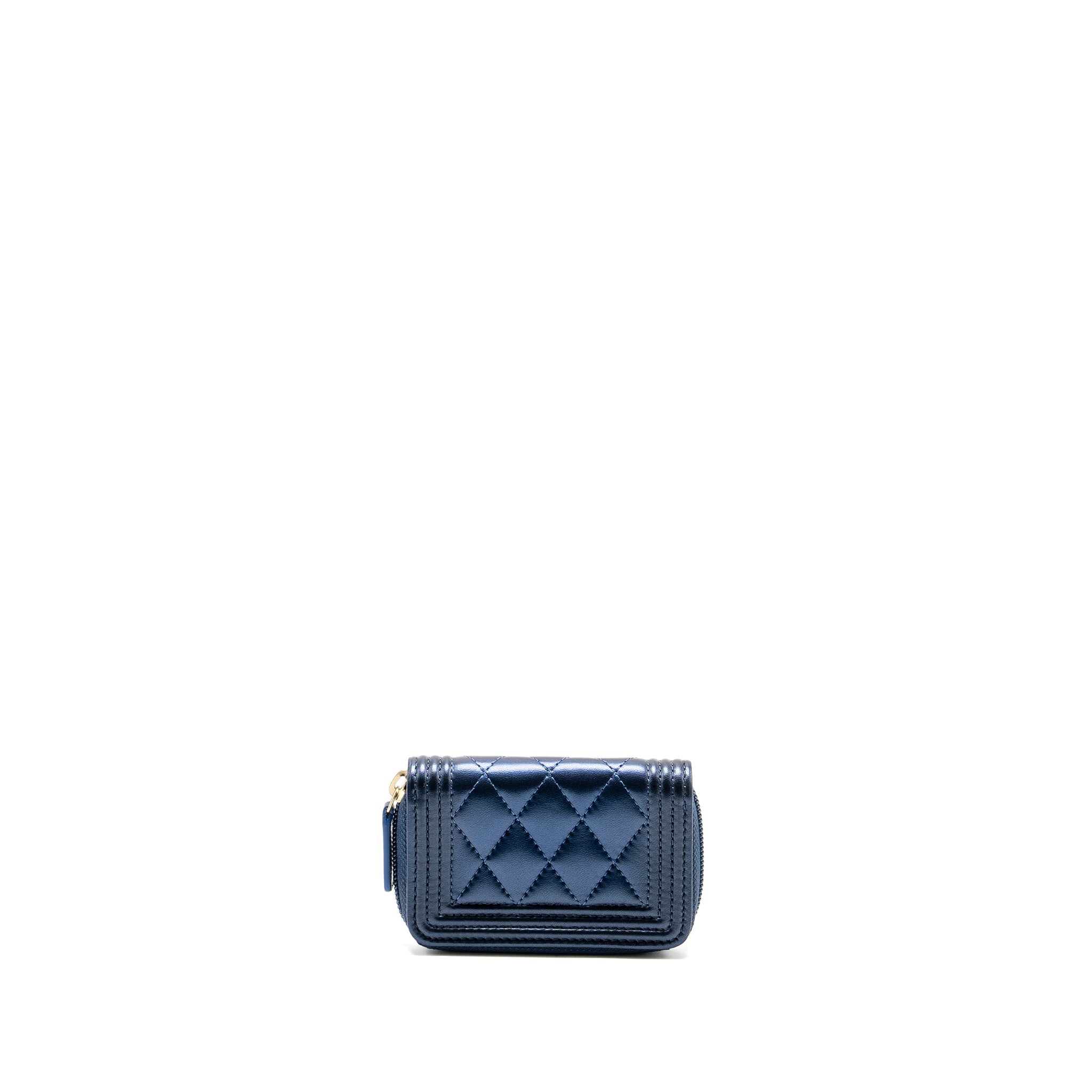 chanel-boy-zip-card-holder-coin-purse-lambskin-metallic-blue-ghw