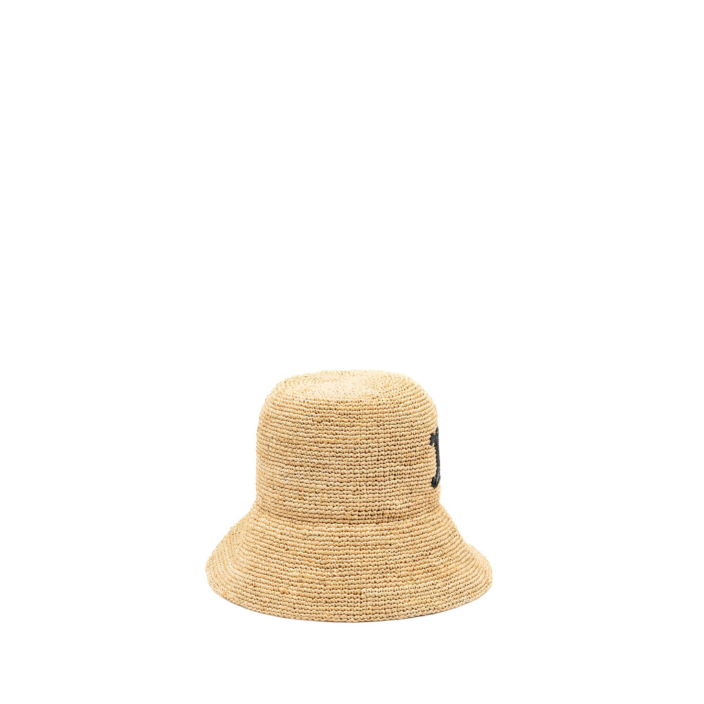 celine-size-s-triomphe-bucket-hat-in-raffia-natural-black