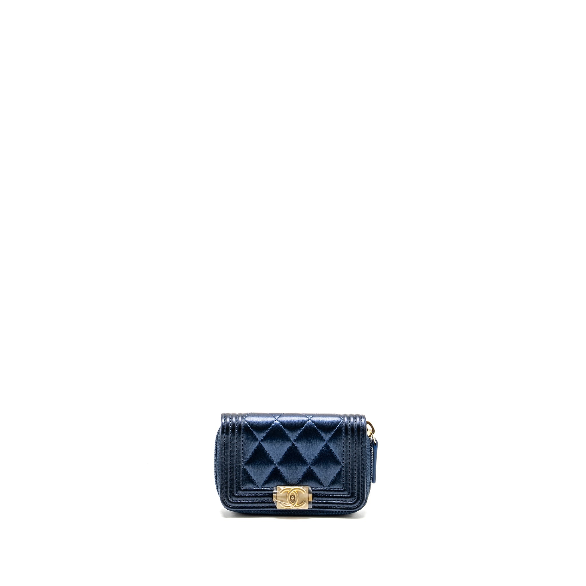 chanel-boy-zip-card-holder-coin-purse-lambskin-metallic-blue-ghw