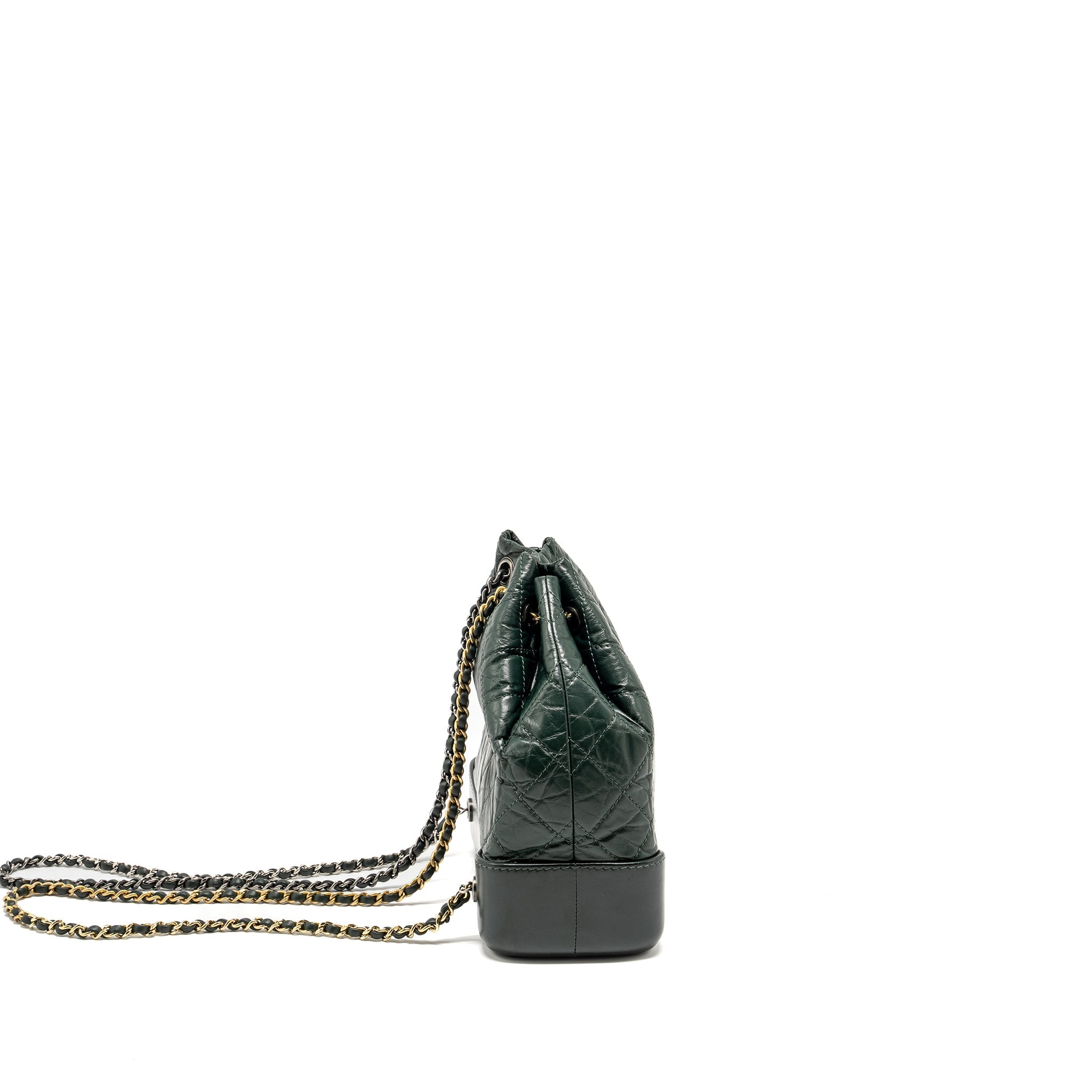 chanel-small-gabrielle-backpack-aged-calfskin-dark-green-multicolor-hardware