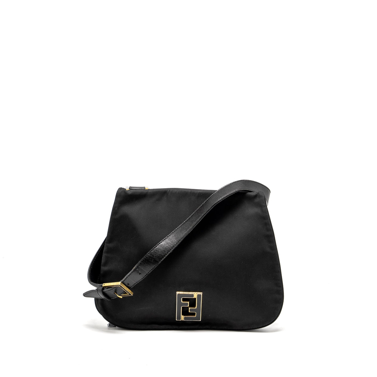 fendi-vintage-ff-flap-shoulder-bag-nylon-black-ghw